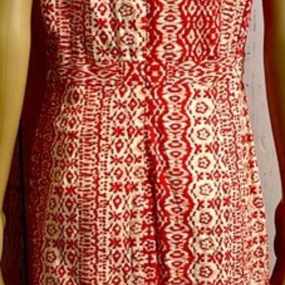 Ellen Tracy Sleeveless Sheath Dress, Red and Cream, Size 6 - Picture 3 of 11